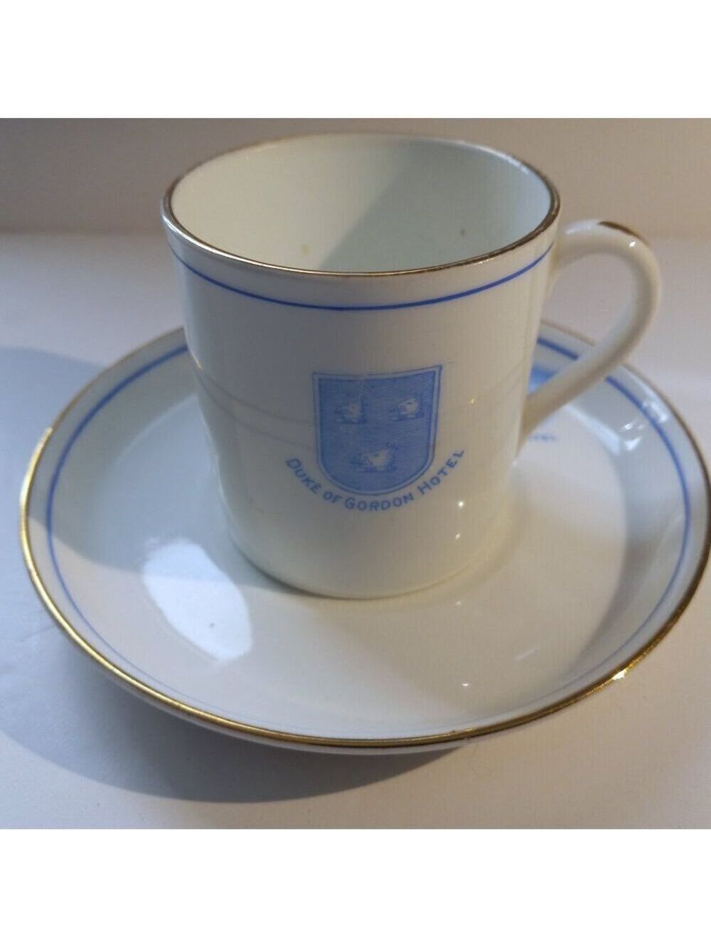 Vintage Duke of Gordon Hotel Bone China Demitasse Cup Saucer Scottish Highlands